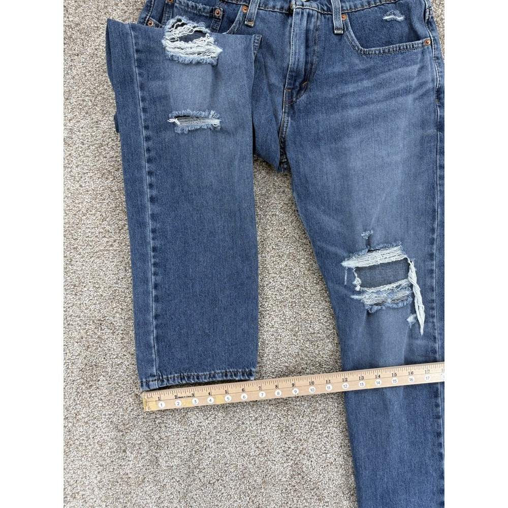 Levis 502 Jeans Men 31x32 Blue Regular Taper Thrashed Distressed Grunge‎ Skater - Picture 14 of 14